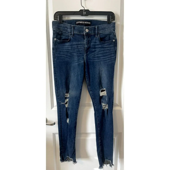 Express Ankle Legging Mid Rise Jeans Women Size 6 Dark Denim Ultimate stretch - Picture 1 of 5